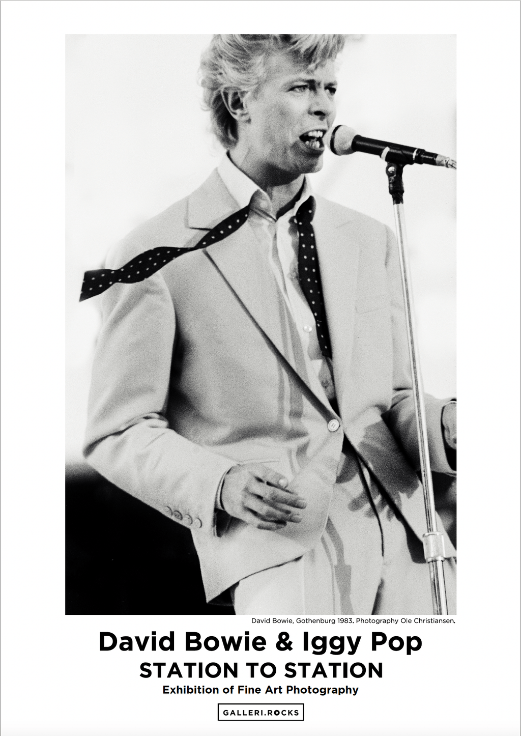 David Bowie 1983, Gothenburg. Galleri Rocks Exhibition Poster. GALLERI.ROCKS 